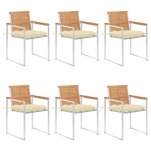 Gartenstühle 6 Stk. mit Kissen Massivholz Teak