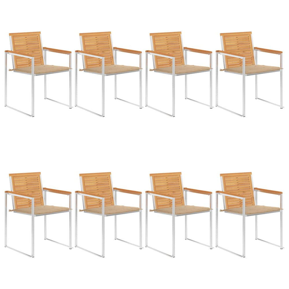 Gartenstühle 8 Stk. mit Kissen Massivholz Teak