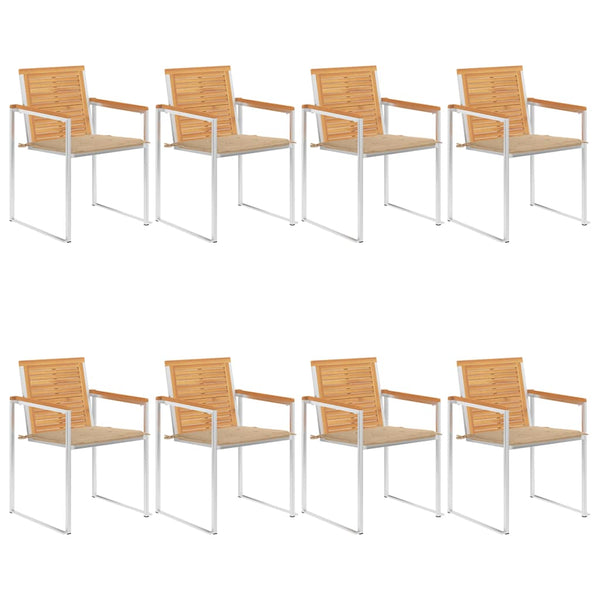 Gartenstühle 8 Stk. mit Kissen Massivholz Teak