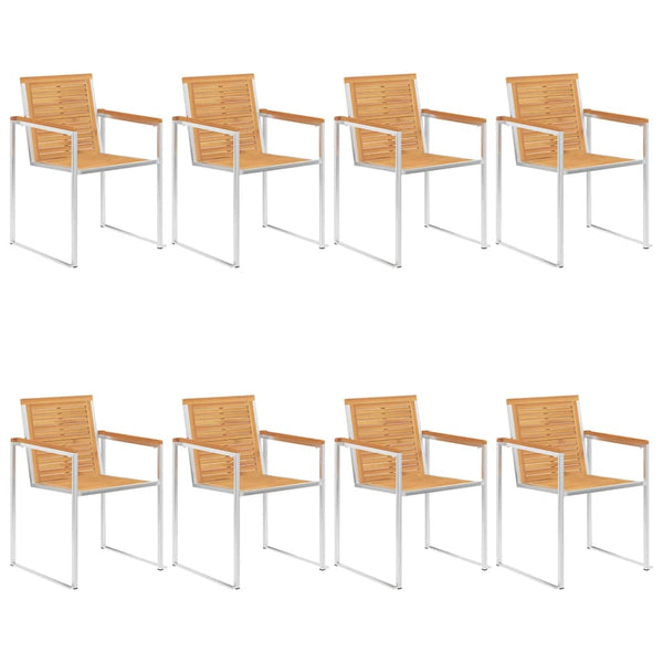 Gartenstühle 8 Stk. mit Kissen Massivholz Teak