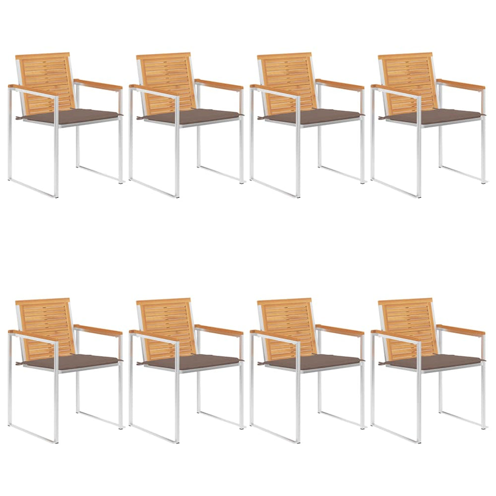 Gartenstühle 8 Stk. mit Kissen Massivholz Teak