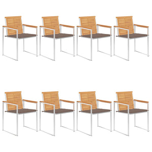 Gartenstühle 8 Stk. mit Kissen Massivholz Teak