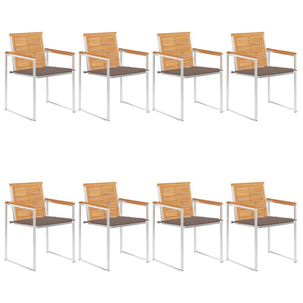 Gartenstühle 8 Stk. mit Kissen Massivholz Teak