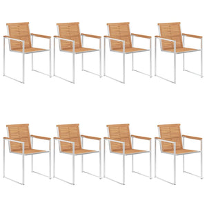 Gartenstühle 8 Stk. mit Kissen Massivholz Teak