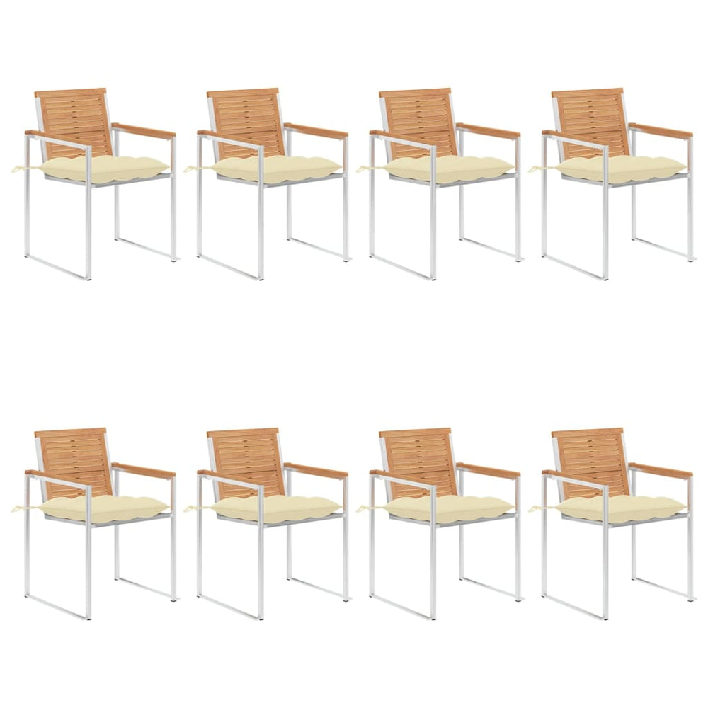 Gartenstühle 8 Stk. mit Kissen Massivholz Teak