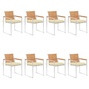 Gartenstühle 8 Stk. mit Kissen Massivholz Teak