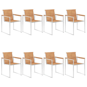 Gartenstühle 8 Stk. mit Kissen Massivholz Teak