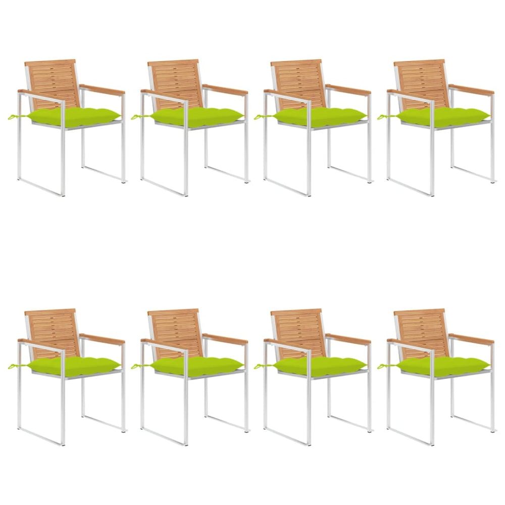 Gartenstühle 8 Stk. mit Kissen Massivholz Teak
