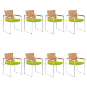Gartenstühle 8 Stk. mit Kissen Massivholz Teak
