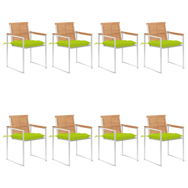 Gartenstühle 8 Stk. mit Kissen Massivholz Teak