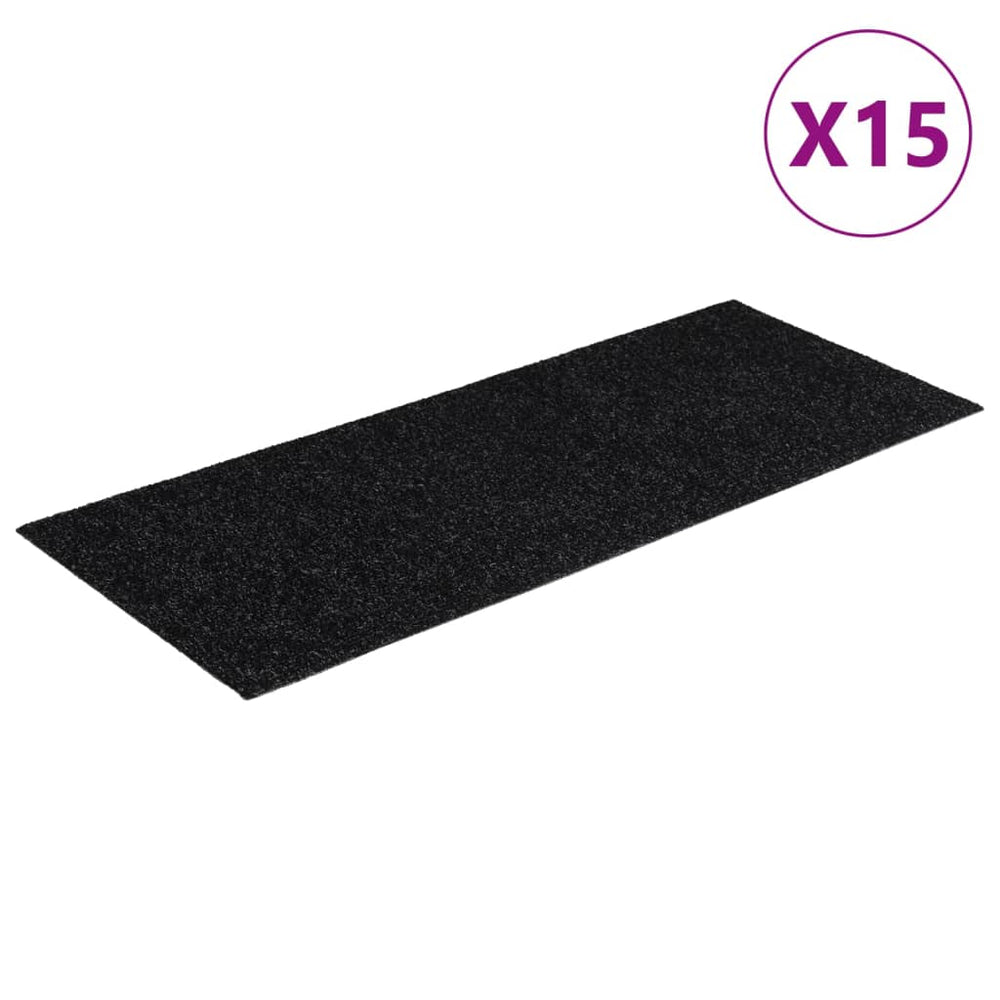 Selbstklebende Stufenmatten, 15er Set, 60x25 cm, Schwarz