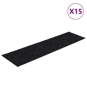 Selbstklebende Stufenmatten, 15er Set, 76x20 cm, Schwarz