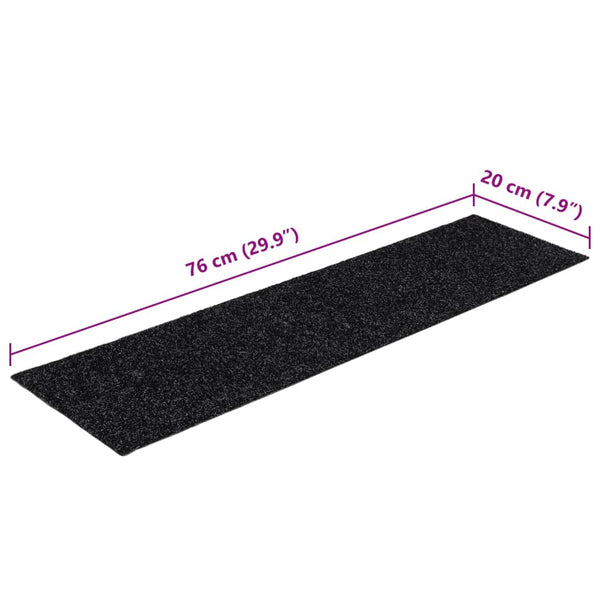 Selbstklebende Stufenmatten, 15er Set, 76x20 cm, Schwarz