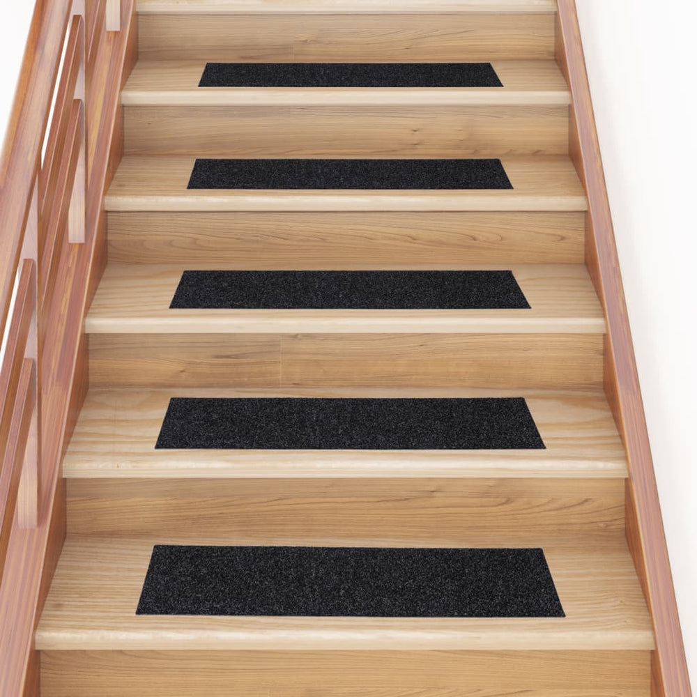 Selbstklebende Stufenmatten, 15er Set, 76x20 cm, Schwarz