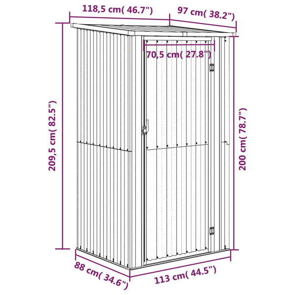 Gartenhaus Braun 118,5x97x209,5 cm Verzinkter Stahl