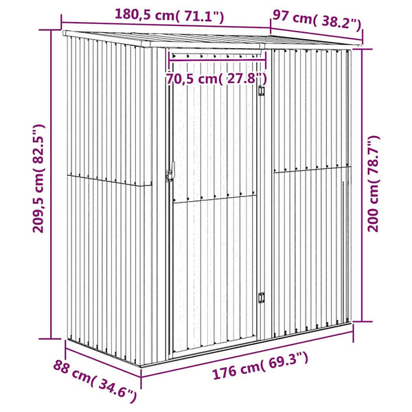 Gartenhaus Grün 180,5x97x209,5 cm Verzinkter Stahl