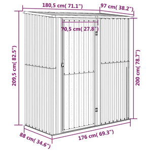 Gartenhaus 180,5x97x209,5 cm Verzinkter Stahl Holzoptik