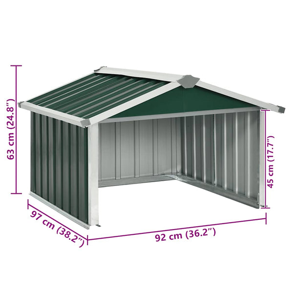 Rasenmäher Garage 92x97x63 cm Verzinkter Stahl Grün