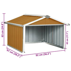 Rasenmäher Garage 92x97x63 cm Verzinkter Stahl Braun