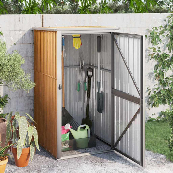Gerätehaus Braun 88x89x161 cm Verzinkter Stahl