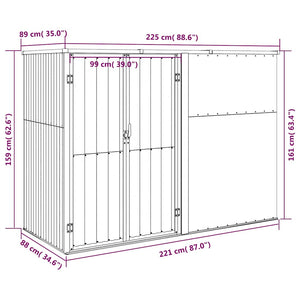 Gerätehaus Grau 225x89x161 cm Verzinkter Stahl