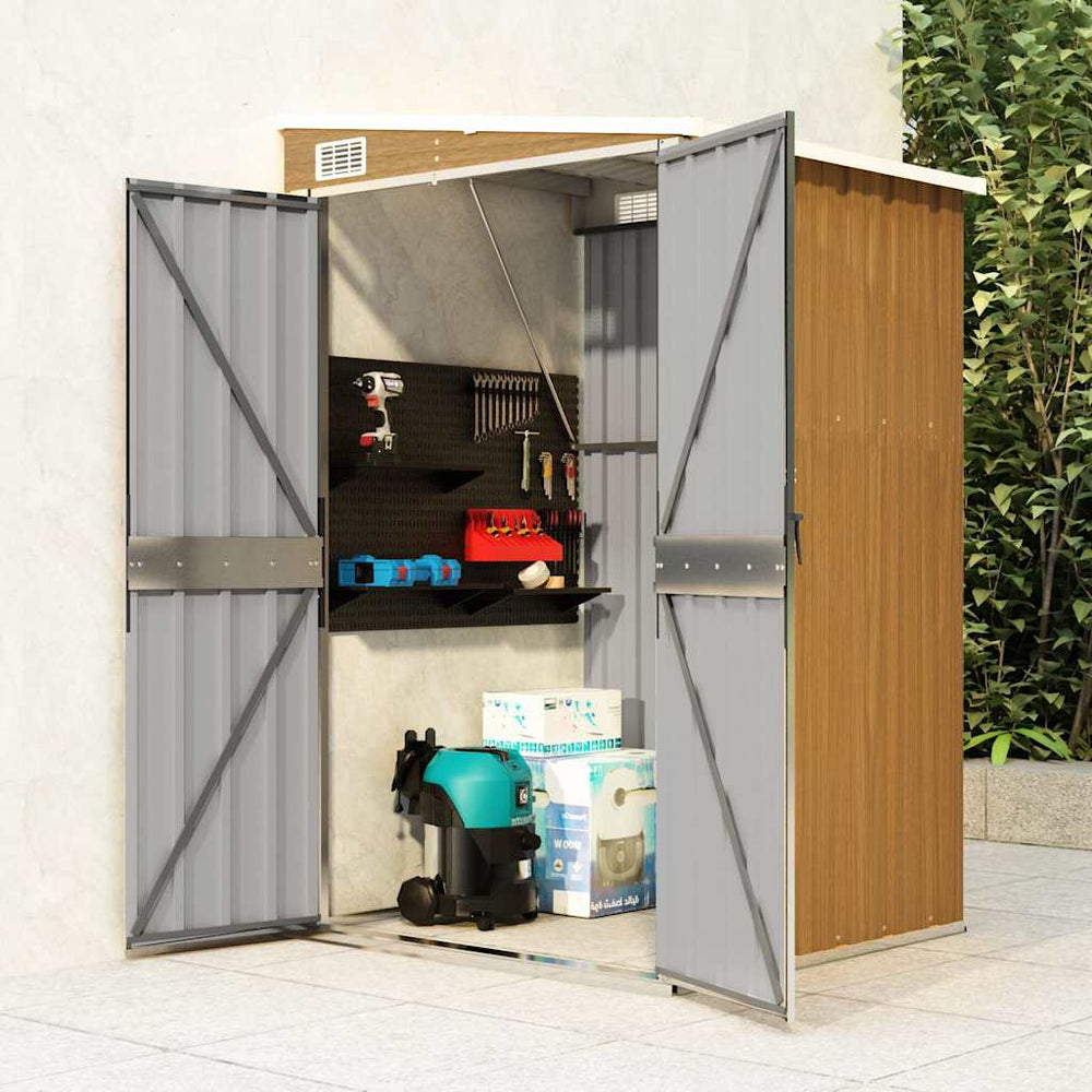 vidaXL Abri de jardin adossé marron 118x100x178 cm Acier galvanisé