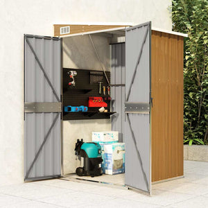 Anbauschuppen Braun 118x100x178 cm Verzinkter Stahl