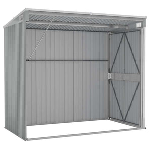 Anbauschuppen Grau 118x194x178 cm Verzinkter Stahl