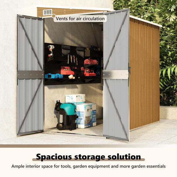 vidaXL Abri de jardin adossé marron 118x194x178 cm Acier galvanisé