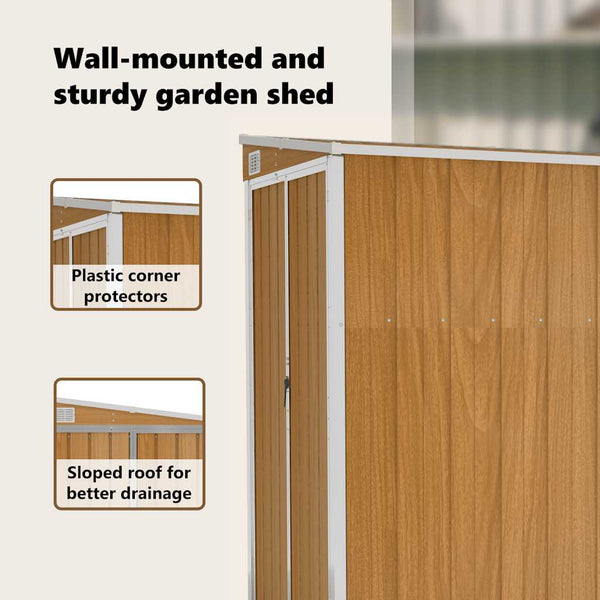 vidaXL Abri de jardin adossé marron 118x194x178 cm Acier galvanisé