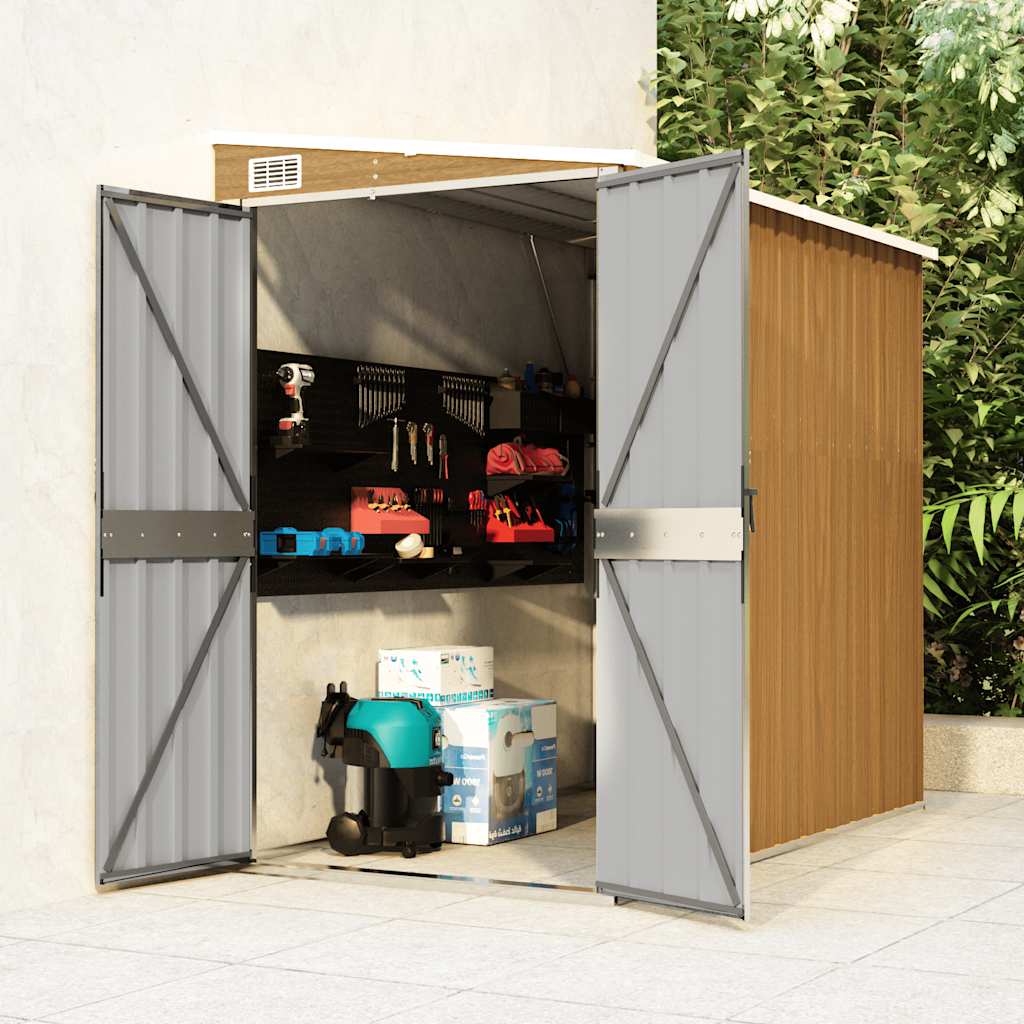 vidaXL Abri de jardin adossé marron 118x194x178 cm Acier galvanisé