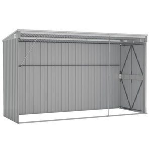 Anbauschuppen Grau 118x288x178 cm Verzinkter Stahl