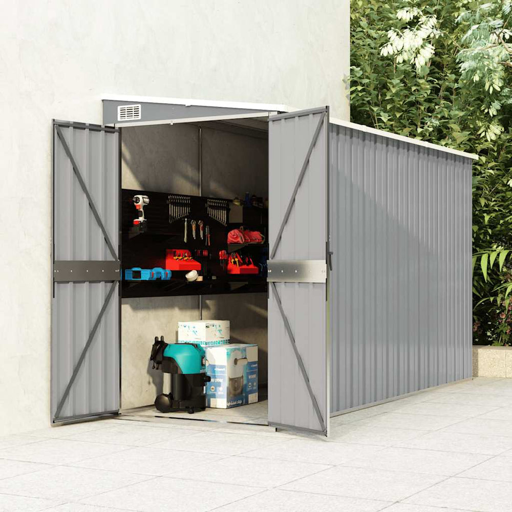 vidaXL Remise de jardin adossée Gris 118x288x178 cm Acier galvanisé