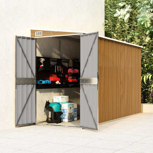 Wandmontiertes Gartenhaus Braun 118 x 288 x 178 cm Verzinkter Stahl