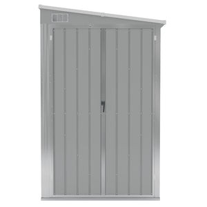 Anbauschuppen Grau 118x382x178 cm Verzinkter Stahl