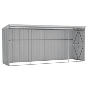 Anbauschuppen Grau 118x382x178 cm Verzinkter Stahl