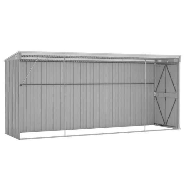 Anbauschuppen Grau 118x382x178 cm Verzinkter Stahl