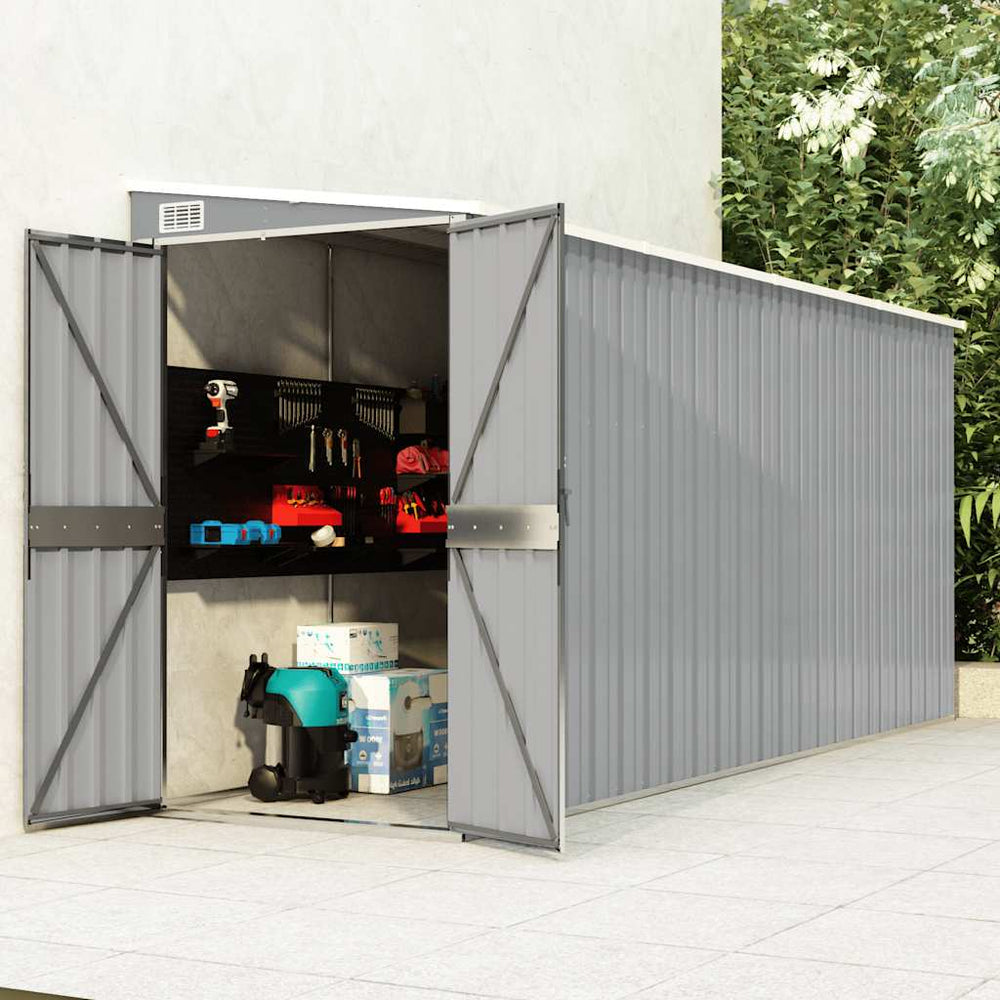vidaXL Remise adossée gris 118x382x178 cm Acier galvanisé