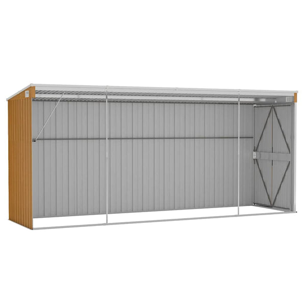 Wandmontiertes Gartenhaus Braun 118 x 382 x 178 cm Verzinkter Stahl