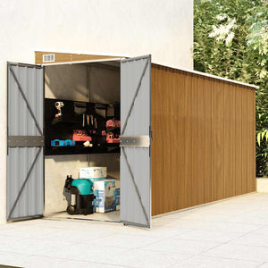 Wandmontiertes Gartenhaus Braun 118 x 382 x 178 cm Verzinkter Stahl