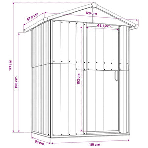Gartenhaus Braun 126x97,5x177 cm Verzinkter Stahl
