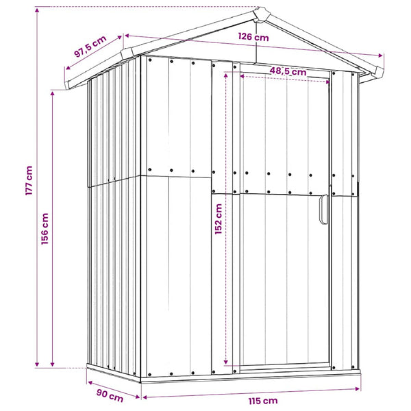 Gartenhaus Braun 126x97,5x177 cm Verzinkter Stahl