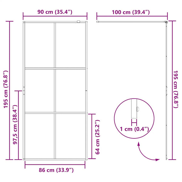 Duschwand für Begehbare Dusche mit Klarem ESG Glas 90x195 cm