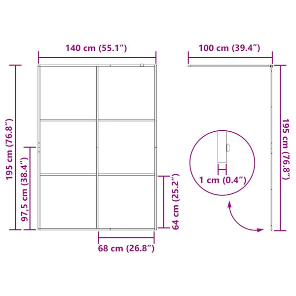 Duschwand für Begehbare Dusche mit Klarem ESG-Glas 140x195 cm
