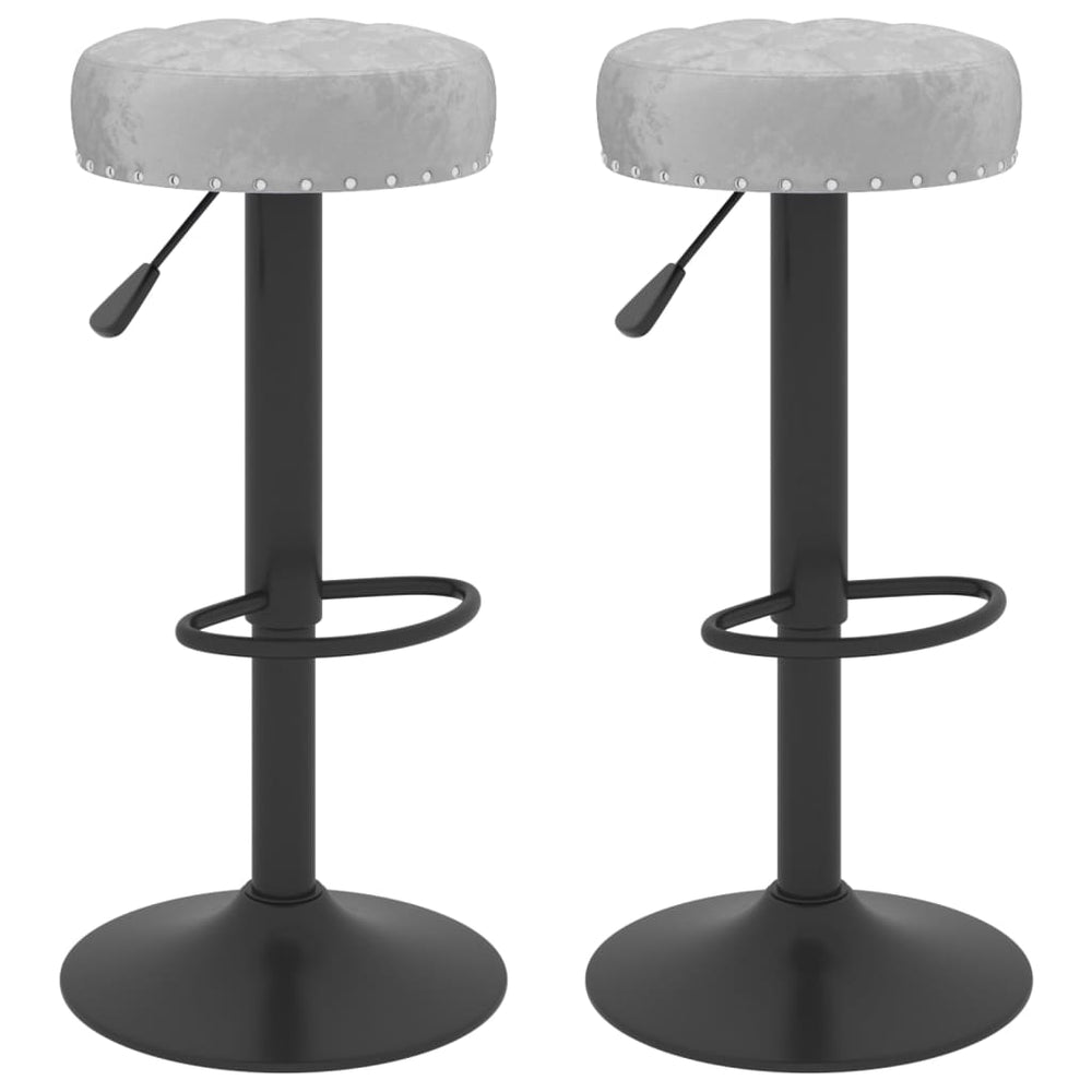 2er Set Barhocker Grau Samt