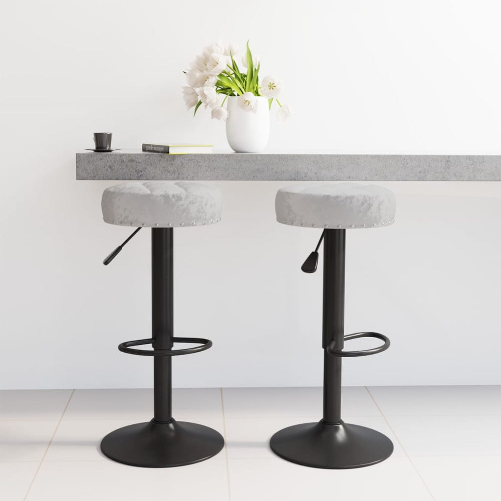 2er Set Barhocker Grau Samt