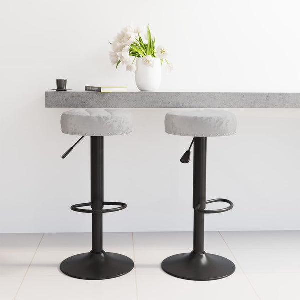 2er Set Barhocker Grau Samt