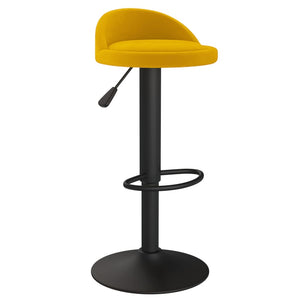 Gelbe Samt Barhocker, 2er Set