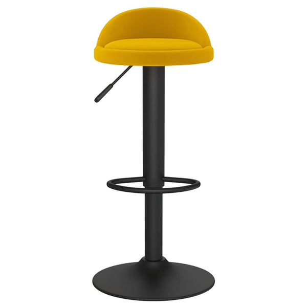 Gelbe Samt Barhocker, 2er Set
