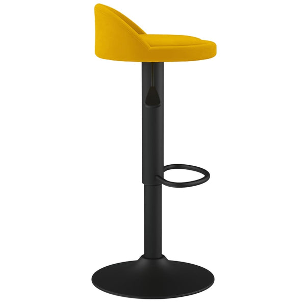 Gelbe Samt Barhocker, 2er Set